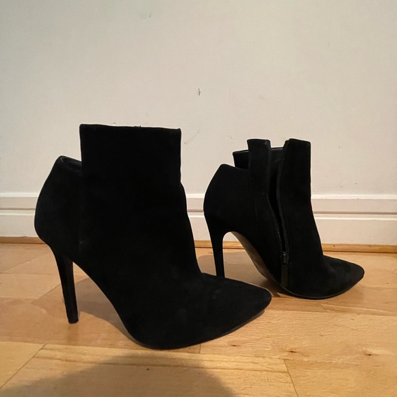 Shoes - Black Suede Ankle Booties